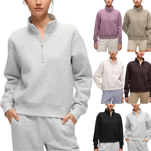 Sporty fleece genser til kvinner med høy krage Skjora