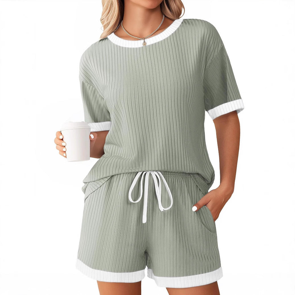 Dame Behagelig Fritidssett med ribbestruktur og elastisk midje Skjora