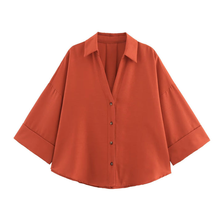Dame skjorte-bluse med avslappet snitt og elegante 3/4-ermer Skjora