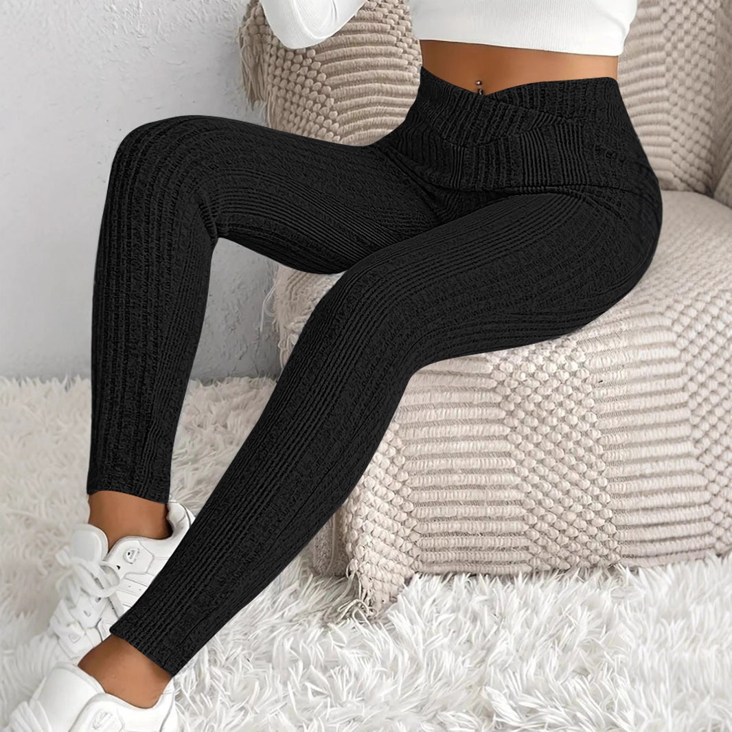 Dameformede leggings med stilige stripete mønster Skjora