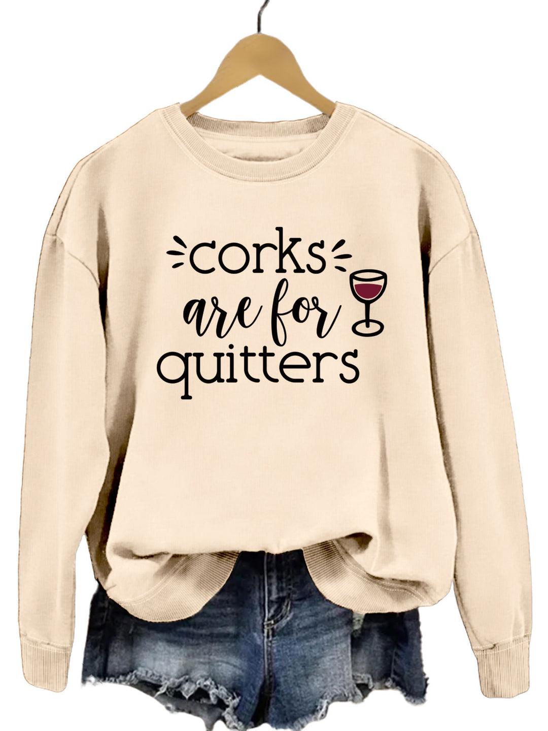 Dame sweatshirt med kreativt slogan og avslappet snitt Skjora