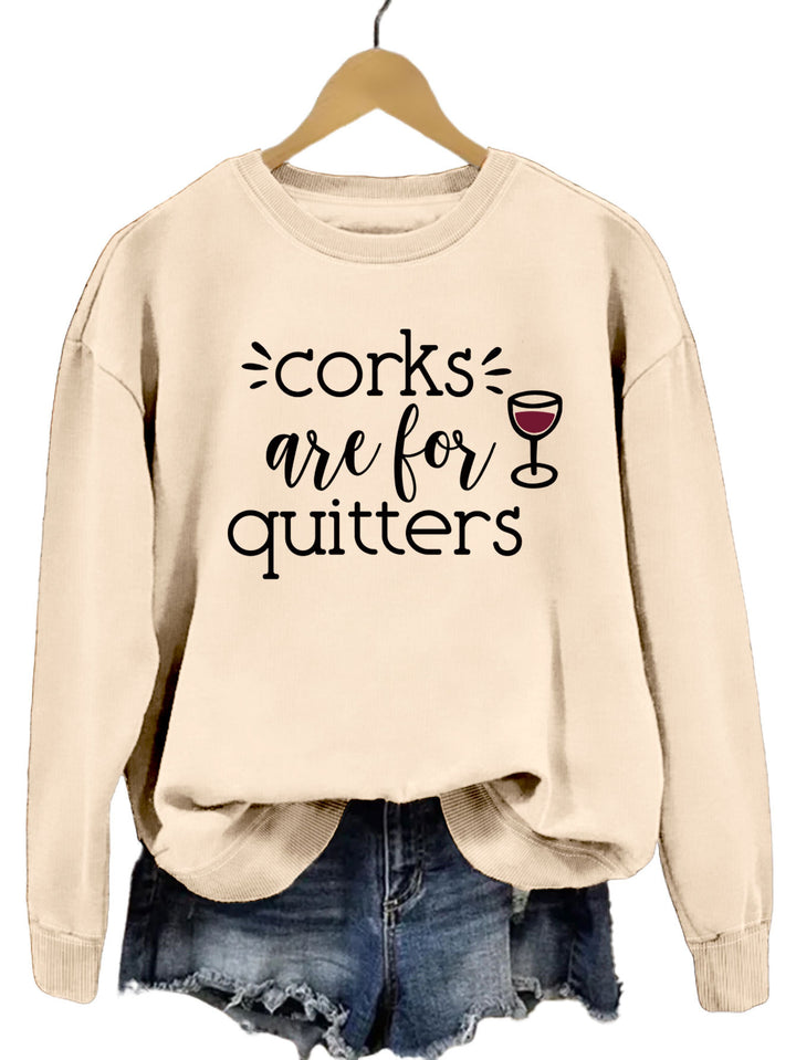 Dame sweatshirt med kreativt slogan og avslappet snitt Skjora