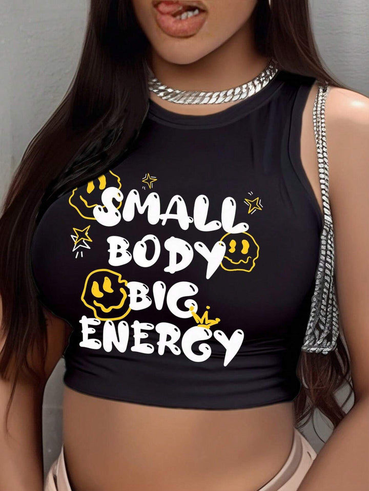 Dame Crop-Topp med moderne grafisk trykk og trendy spenne Skjora