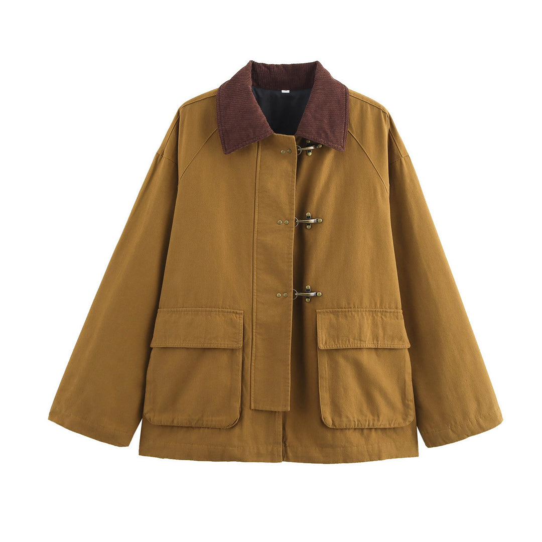 Kvinnes fashion utility jacket med lappe lommer og gulrot krage Skjora