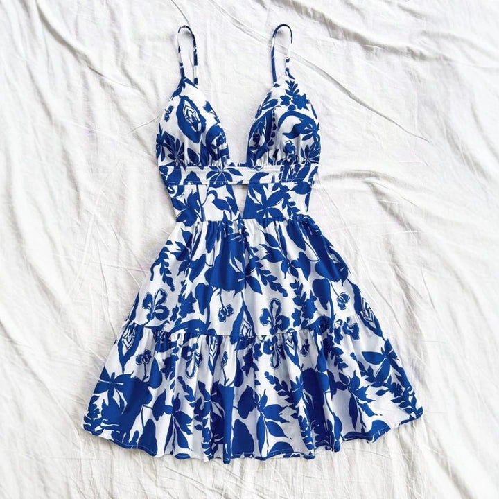 Dame sommerkjole med leken babydoll-snitt og blomsterdesign Skjora