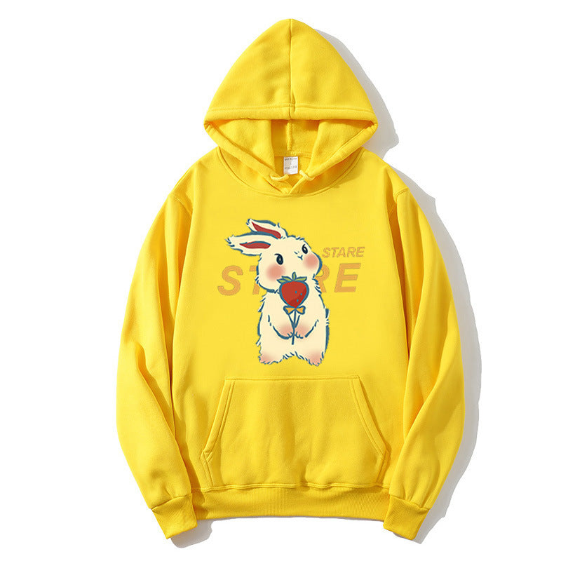 Damen Kapuzenpullover mit verspieltem Hasenmotiv und Inspirationsschriftzug Skjora