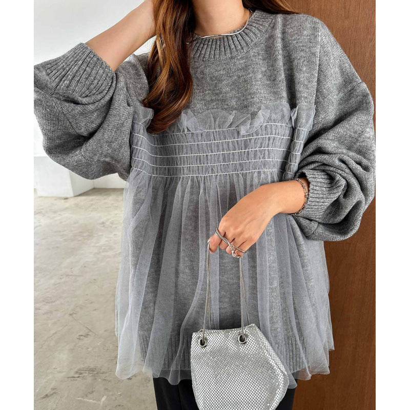 Oversized genser dame med volangdetaljer Skjora