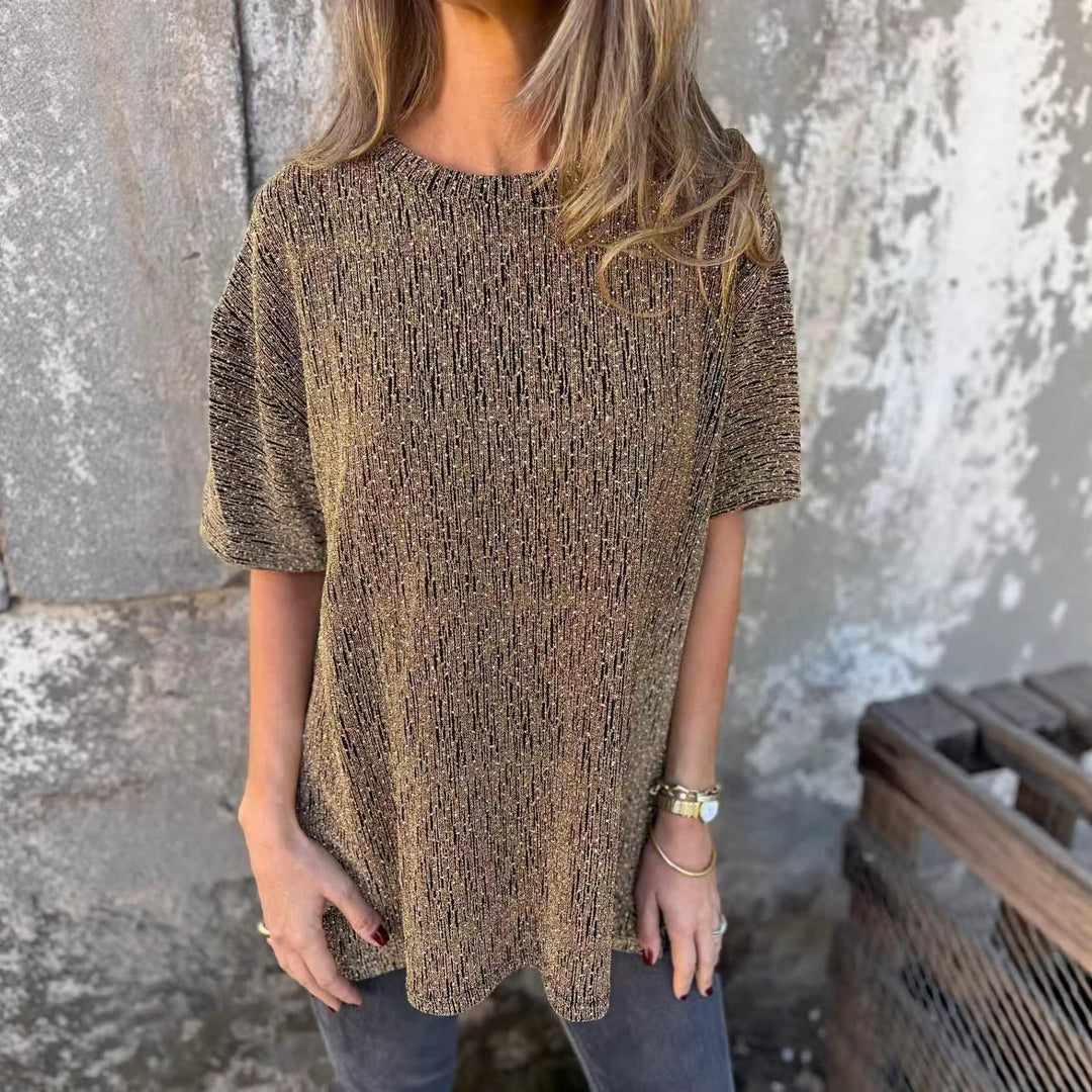 Damer Oversized T-skjorte med glitrende steiner og avslappet snitt Skjora