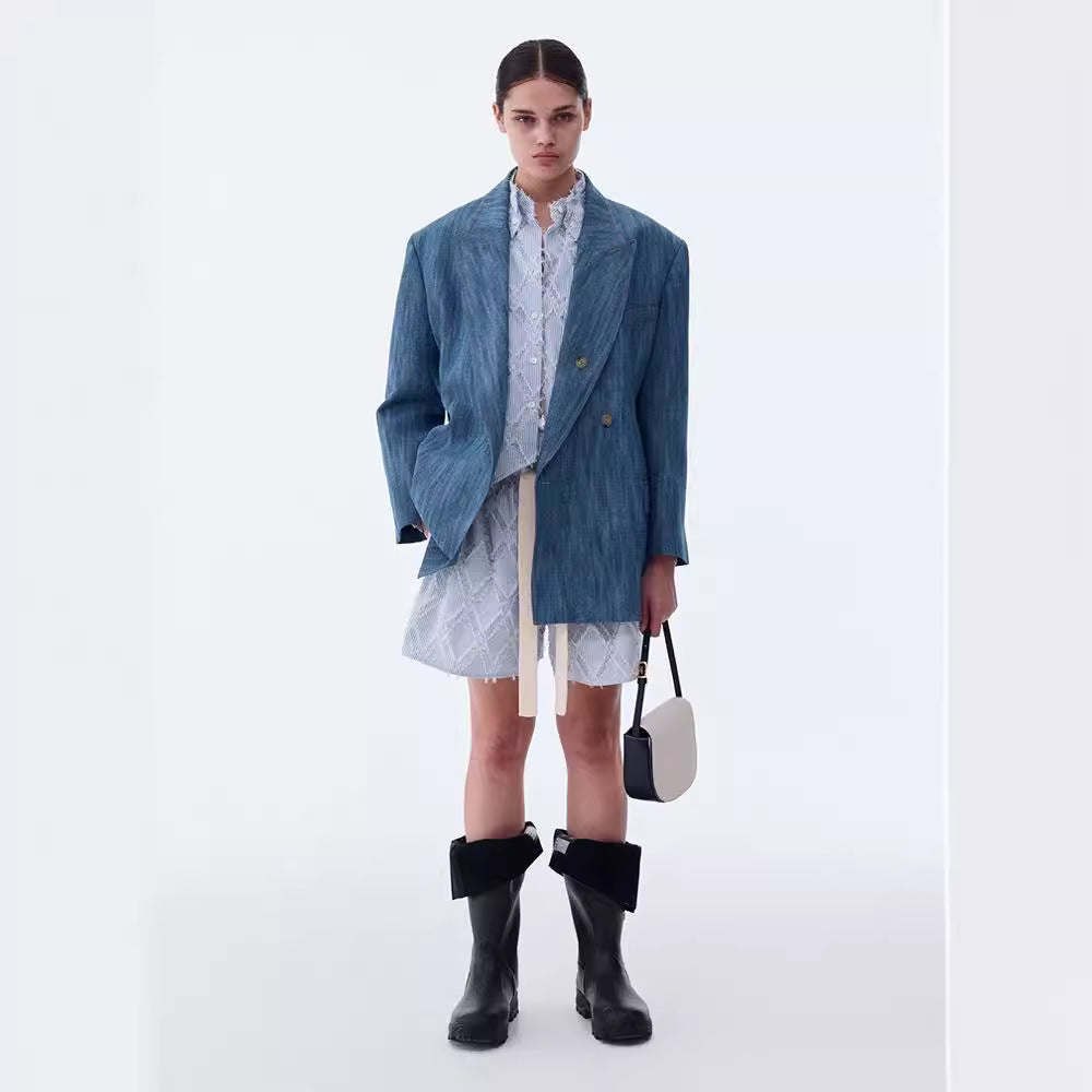 Dame casual shorts med elastisk midje og slidete mønster Skjora
