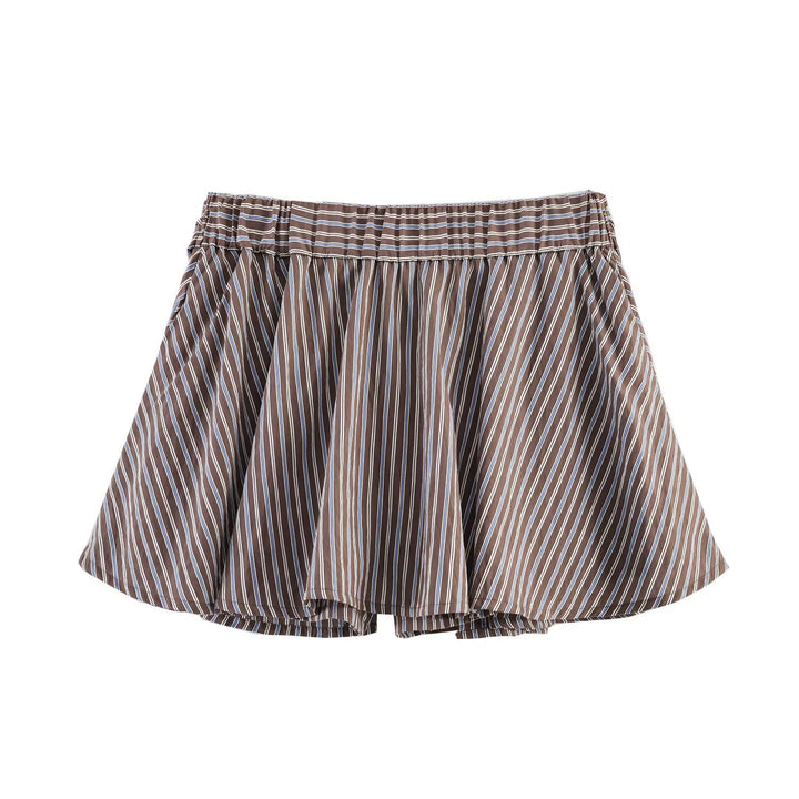 Dame omslag skjørt med moteriktig stripe mønster og praktisk beltedetalj Skjora