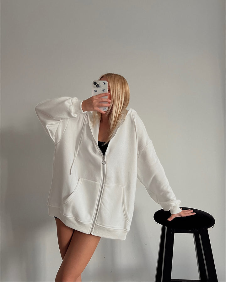 Dame oversized hettejakke med glidelås Skjora