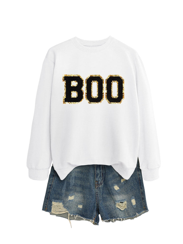 Damer sweatshirt med glitrende trykk Skjora