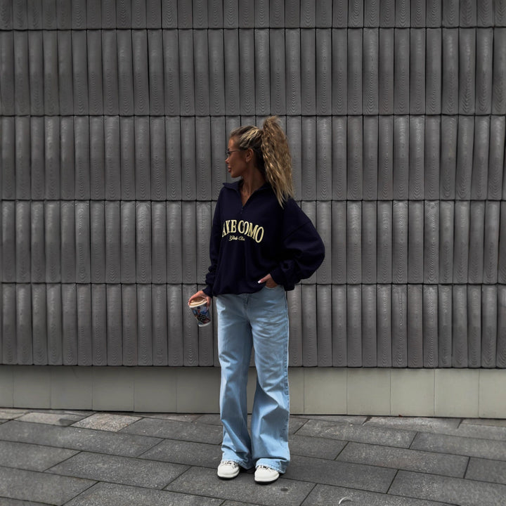 Kvinners uformelle zip genser i urban stil med logo print Skjora