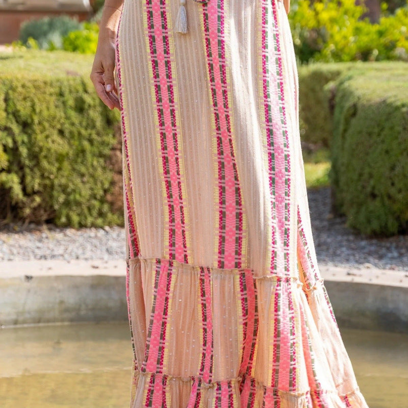 Women's maxi dress with cheerful pattern Skjora