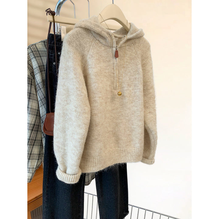Kvinners Komfortabel Hoodie med Halv Glidelås og Kengurulomme Skjora