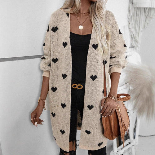 Dame cardigan med hjerte mønster og avslappet passform Skjora