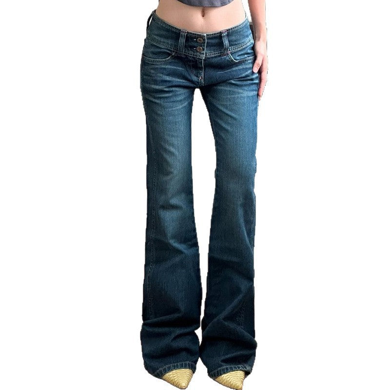 Dame Bootcut Jeans med høy midje og sidelommer Skjora