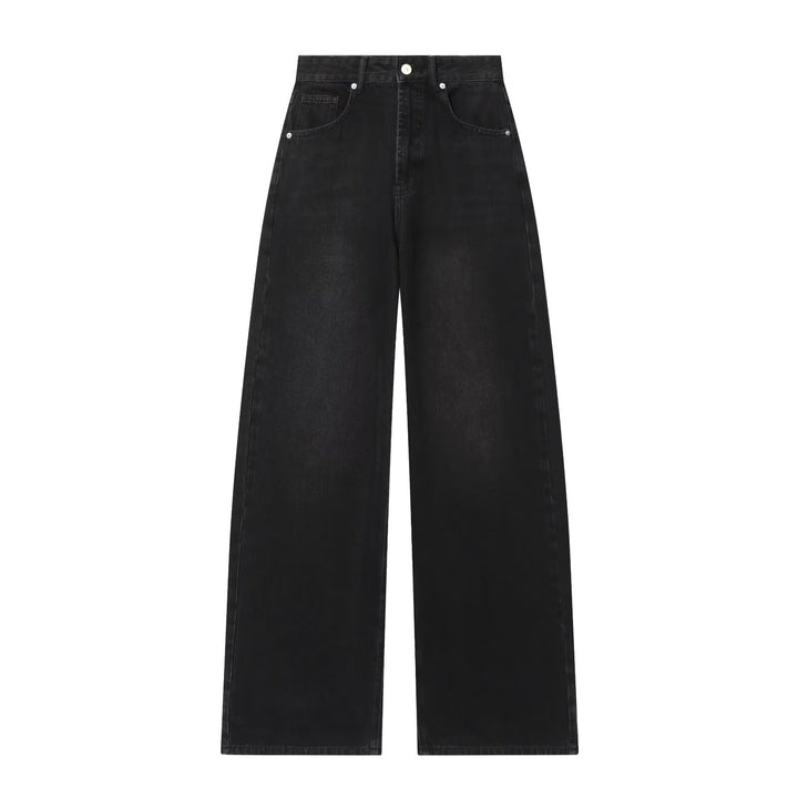 Women's Vintage High Waist Wide Leg Jeans with Authentic Denim Skirt