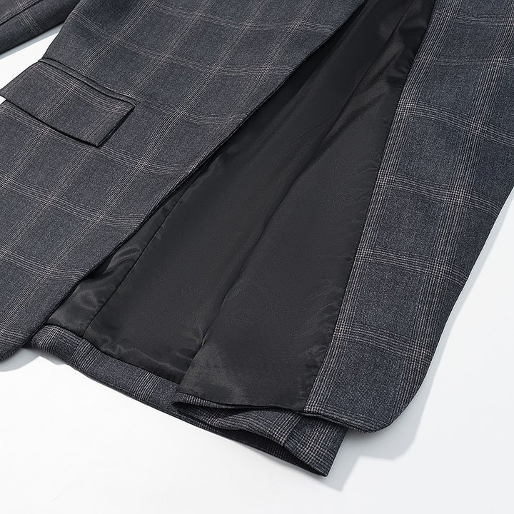 Kvinne design blazer med urbant rutemønster Skjora