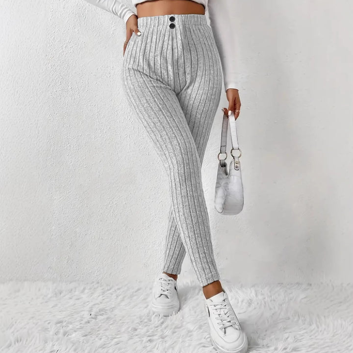 Kvinnenes høy midje ribbestrikkede leggings Skjora