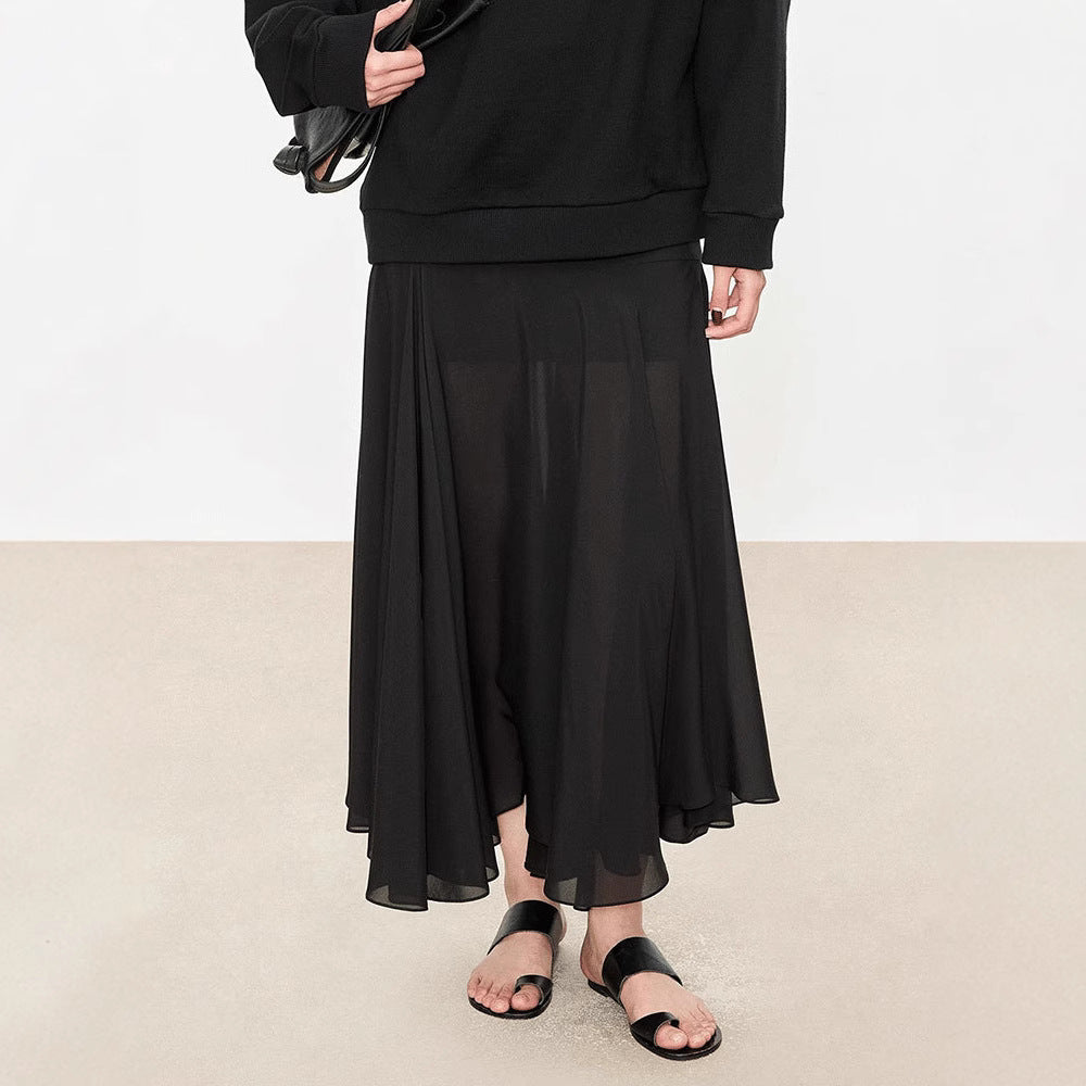 Dame elegant Maxiskjørt med asymmetrisk snitt Skjora