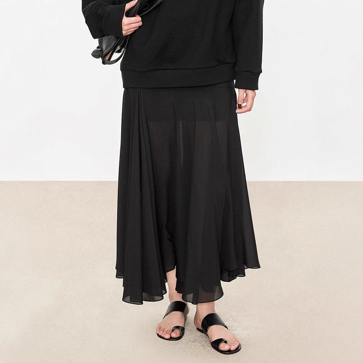 Dame elegant Maxiskjørt med asymmetrisk snitt Skjora