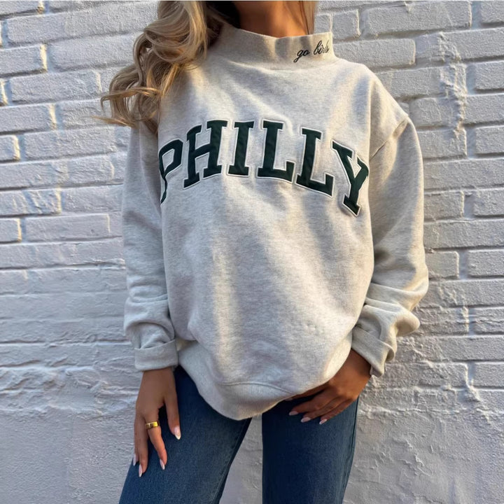 Dame Oversized Sweatshirt med trendy skrivemåte Skjora