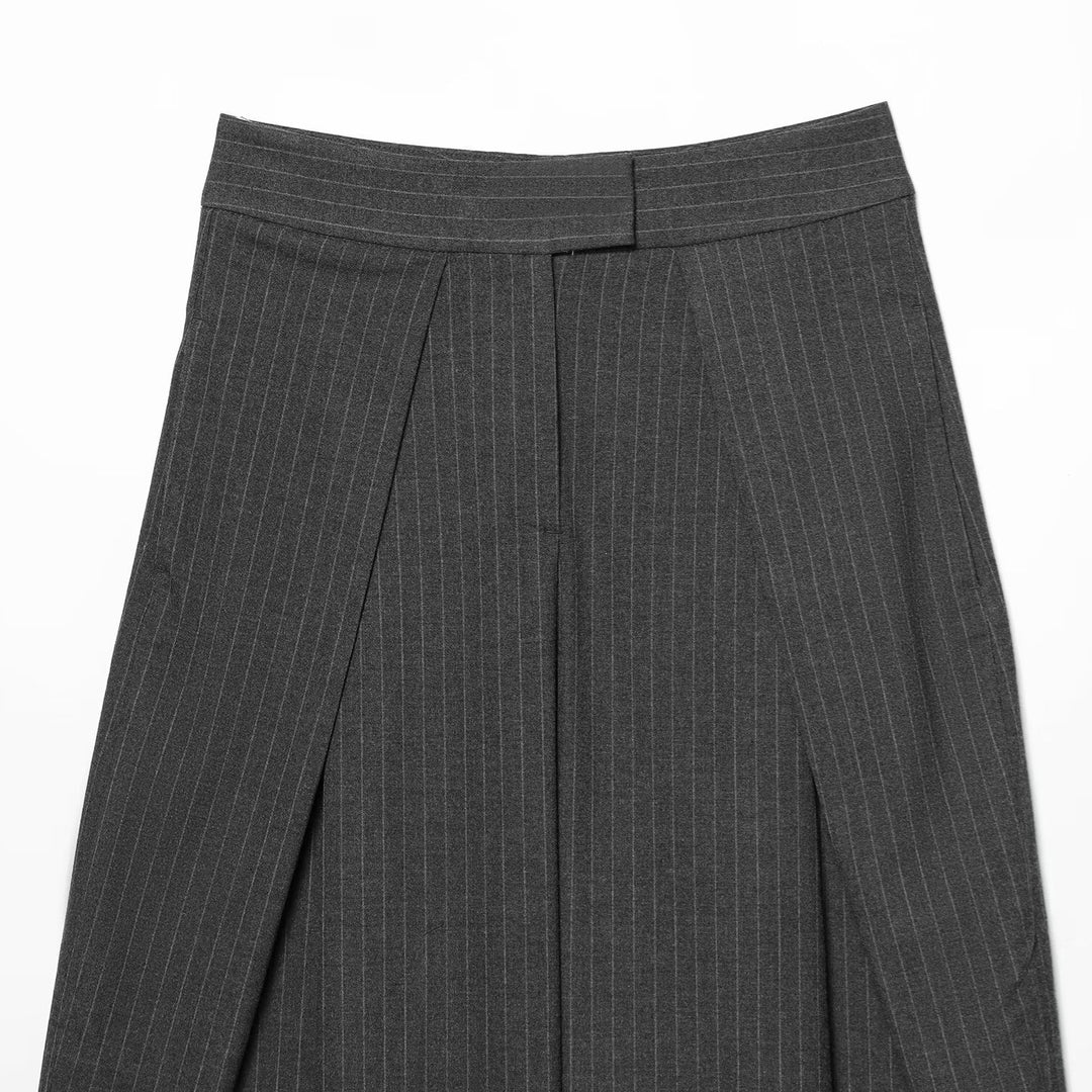 Dame bred dressbukse med moderne stripe mønster og elegant folder Skjora