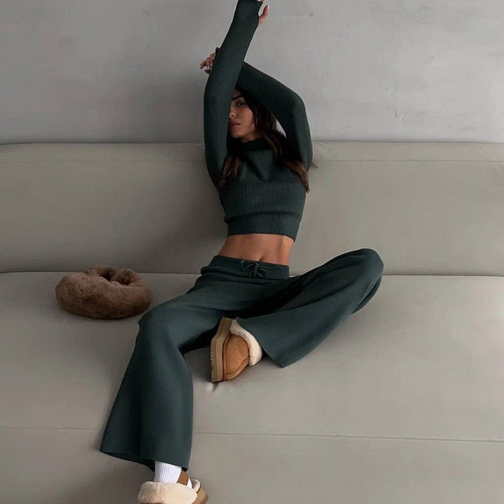 Kvinners elegante og komfortable strikket loungewear-sett Skjora