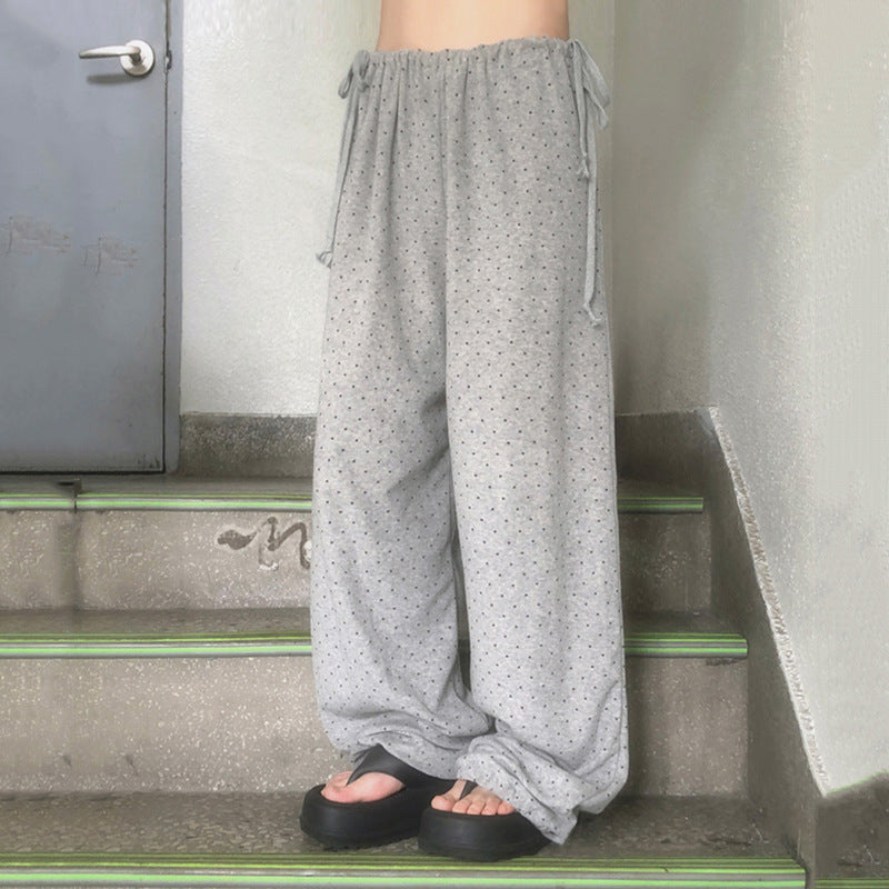 Damer loose pyjamasbukse med fleksibel liv og dekorative bånd Skjora