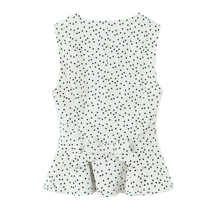 Dame Polka-Dot Taljert Topp med elegant knappestolpe Skjora