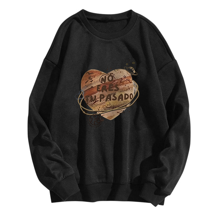Dame avslappet sweatshirt med kreativt hjerte-motiv Skjora