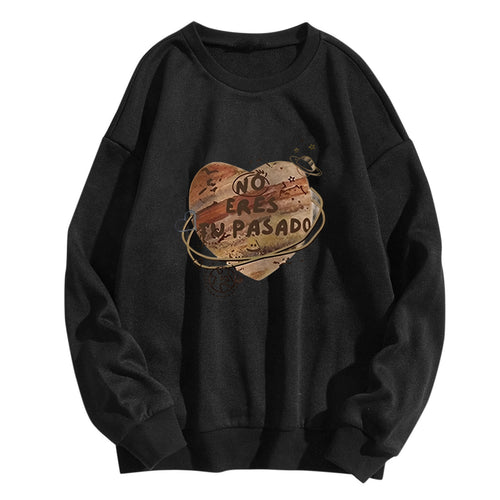 Dame avslappet sweatshirt med kreativt hjerte-motiv Skjora