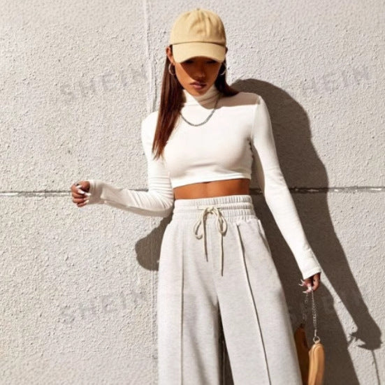 Damer trendy Dry-Fit Crop-Top med ståkrage Skjora