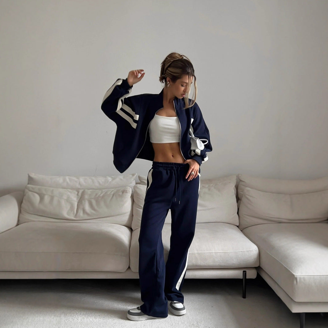 Women's sporty lounge set with comfortable zip jacket and wide leg pants Skjora