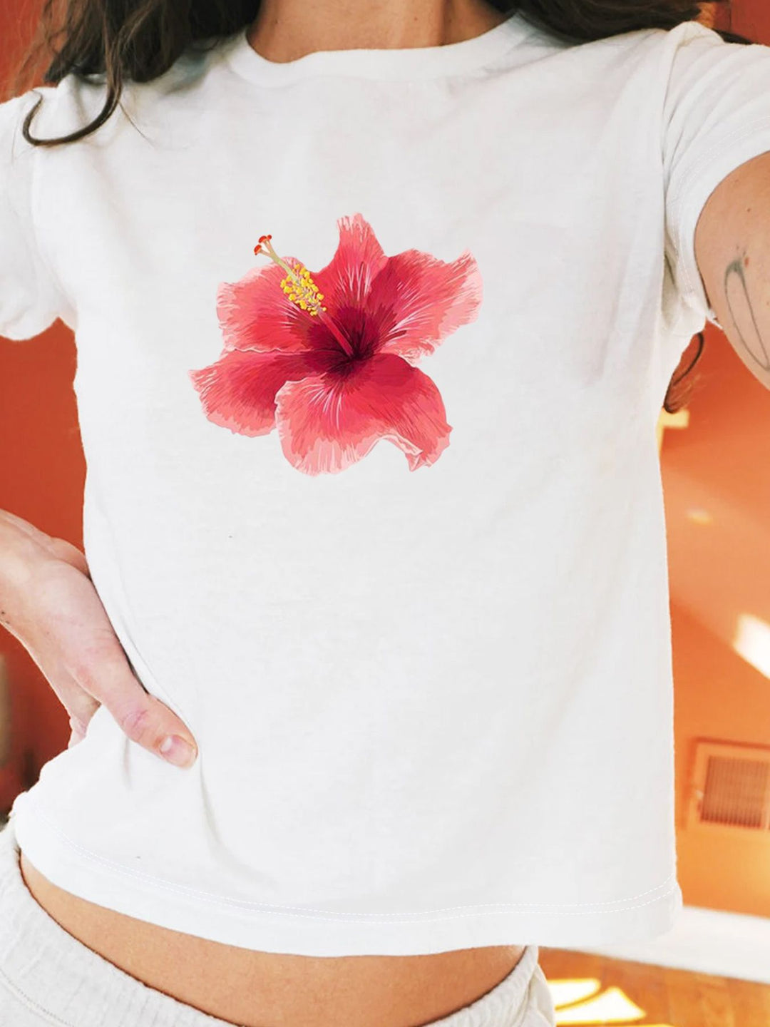 Dame Crop-T-skjorte med sportslig Los Angeles-design Skjora