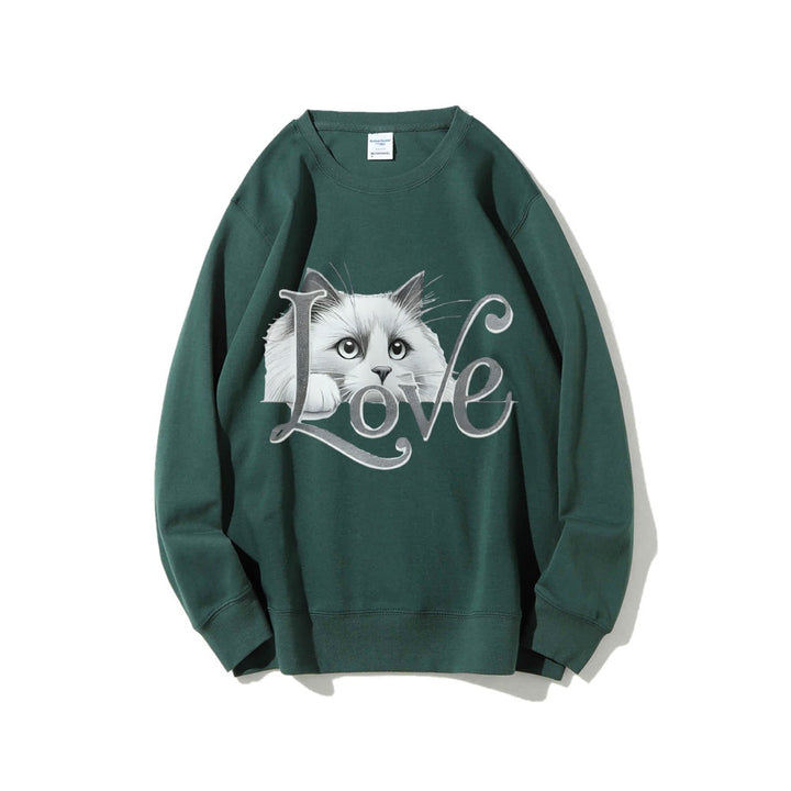 Kvinne sweatshirt med lekent katte design og avslappet passform Skjora