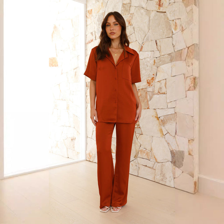 Dame Satin Pyjamasett Skjora