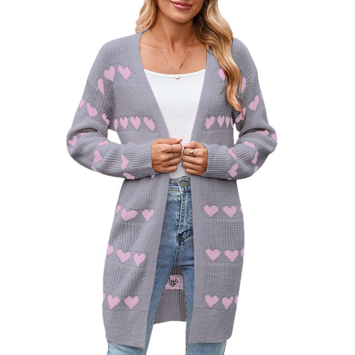 Kvinne cardigan med hjerteformet mønster Skjora