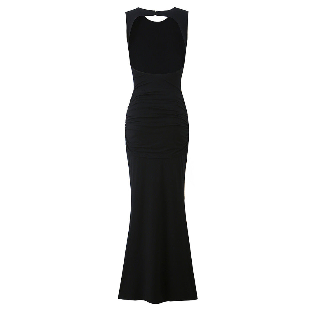 Women's maxi dress with sophisticated draping and elegant back cutout Skjora