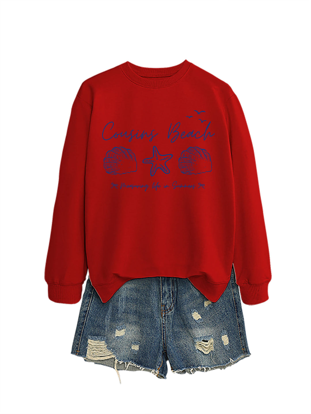 Kvinnelig sweatshirt med maritimt motiv og komfortabel passform Skjora