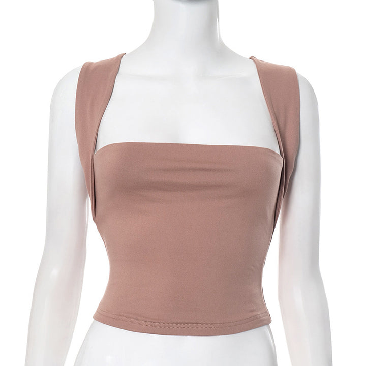 Dame moderne Crop-Top med smale stropper og figurnær passform Skjora