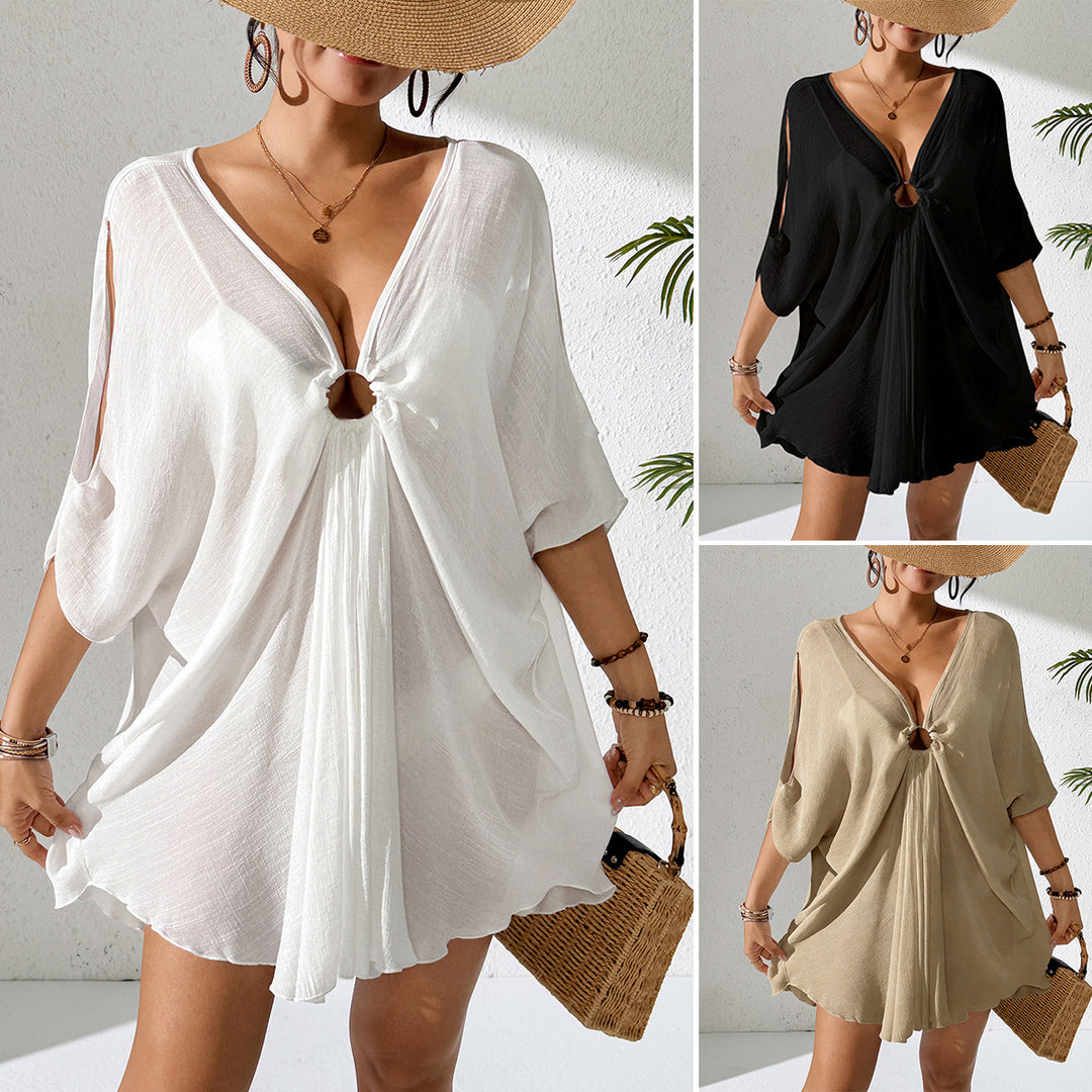 Damen Kaftan mit tiefem V-Ausschnitt und zurückgezogenem Design Skjora