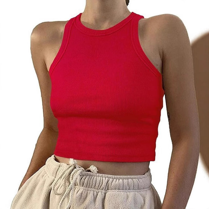 Damer sporty crop-top med elastisk ribbedesign Skjora