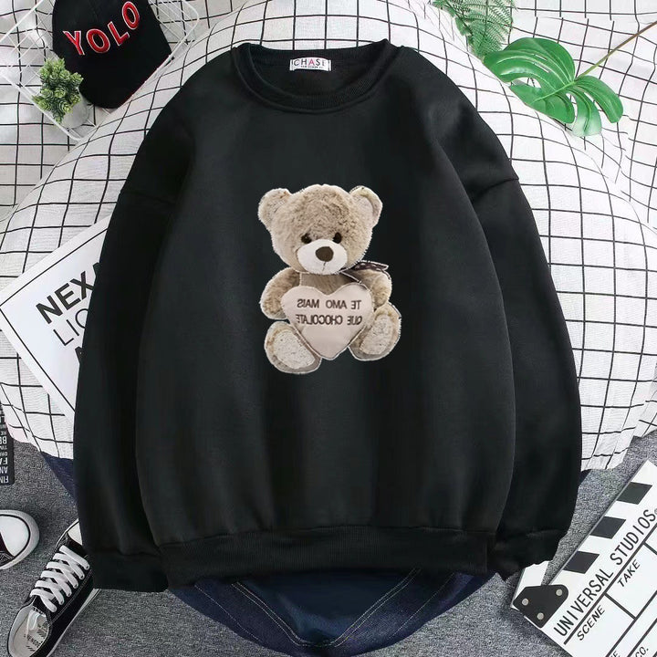 Damegen Sweatshirt med brodert bjørnemotiv Skjora