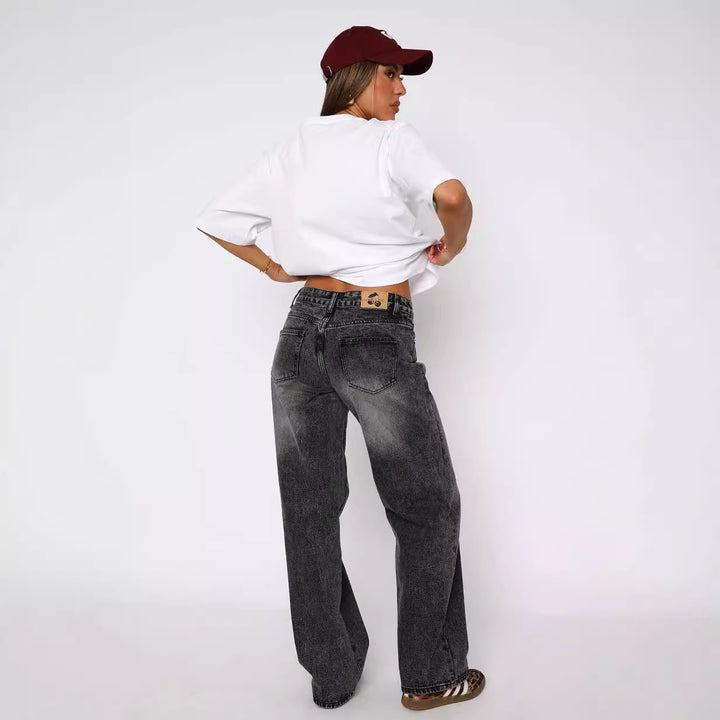 Damer casual vide jeans med høyt liv og moderne snitt Skjora