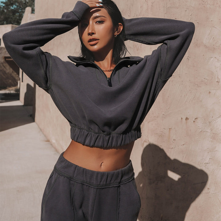 Women's Cropped Zip-Up Sweatshirt Skjora
