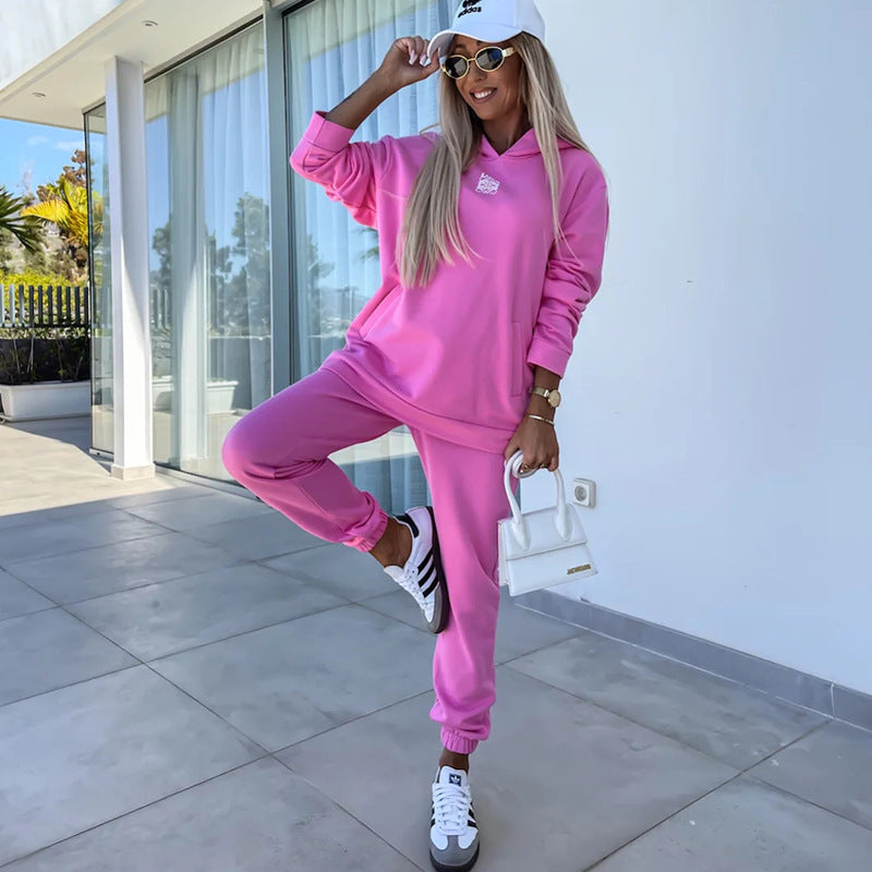 Dame sporty loungewear-set med hette og elastiske mansjetter Skjora