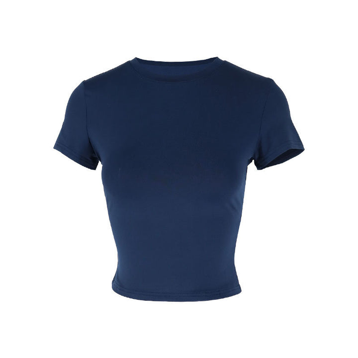 Dame figurnært Crop-Top med rund halsutskjæring og elastisk materiale Skjora