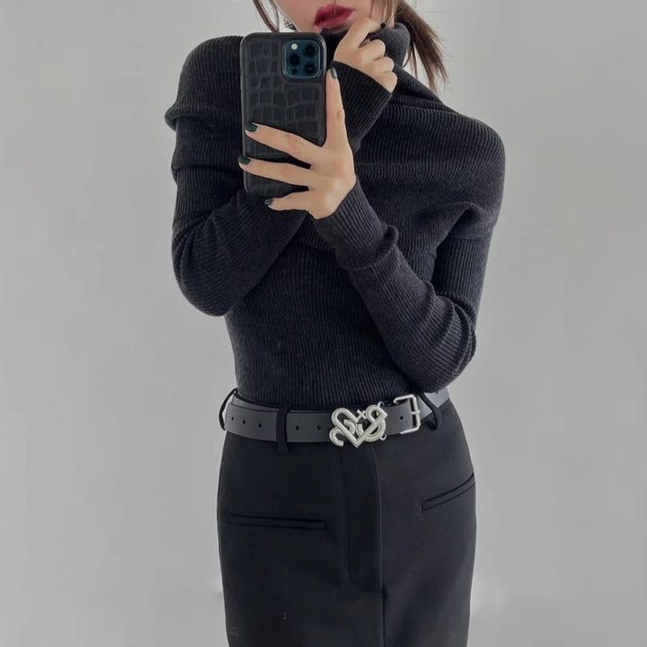 Dame elegant rullekragegenser med asymmetrisk snitt Skjora